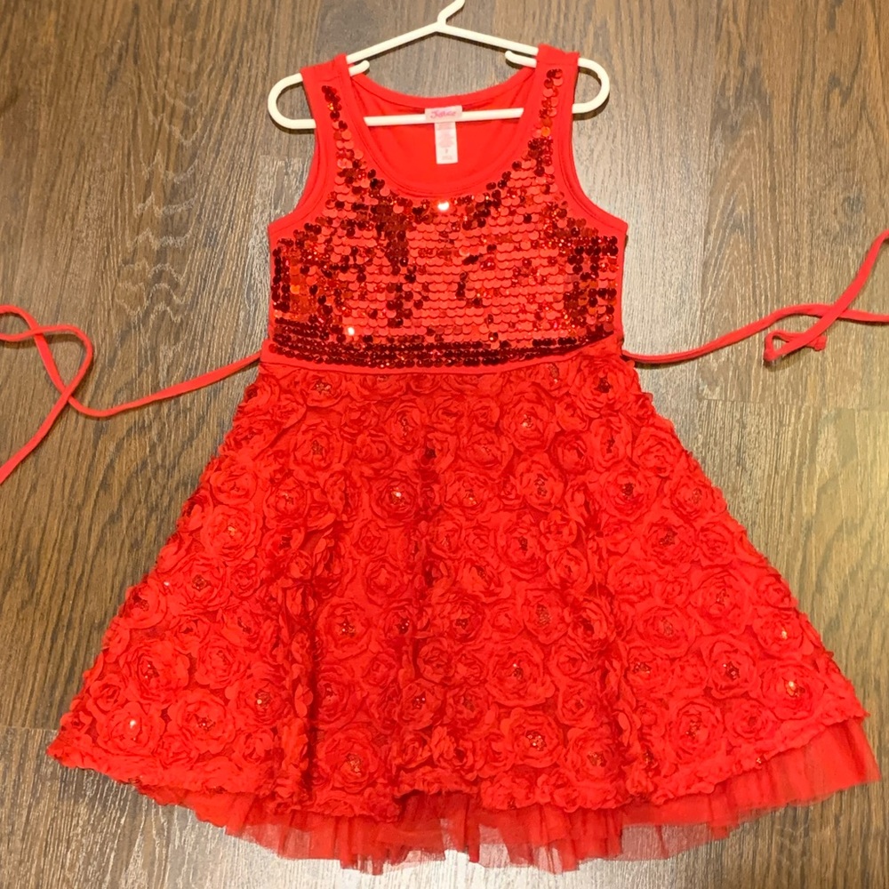 Girls Red Justice Dress. 7 Valentine Day